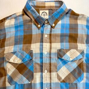 Dubinik Customized Version Plaid Short Sleeve Men's XL Brown Blue Western